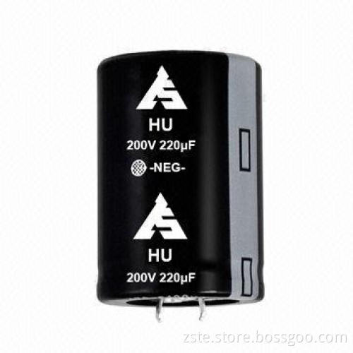 Snap-in aluminum electrolytic capacitor with long lifespan, 5000h, 200V, 220uf
